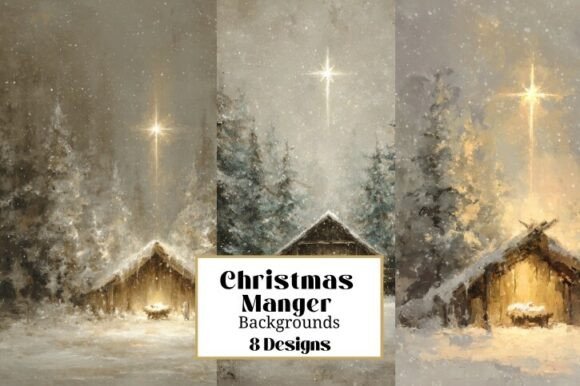8 Holy Nativity Manger Christmas Illustr for Creative Projects