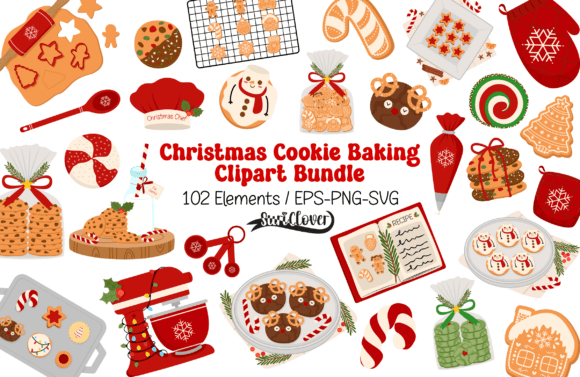 Christmas Cookie Baking Clipart Bundle for Illustrations