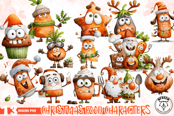 Christmas Food Characters Illustration P Review for Modern Design Assets