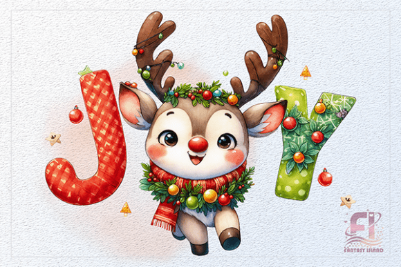 Christmas JOY Funny Reindeer Clipart PNG: A Festive Graphic Design Asset for Marketers