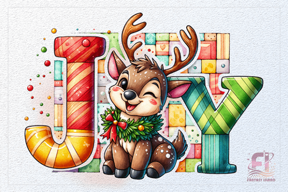 Christmas JOY Reindeer Watercolor PNG Review for Digital Sellers