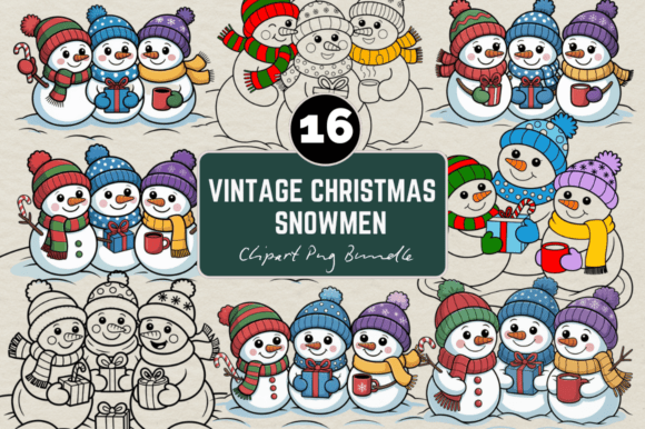 Christmas Snowmen Clipart PNG Bundle Review for Embroidery Projects