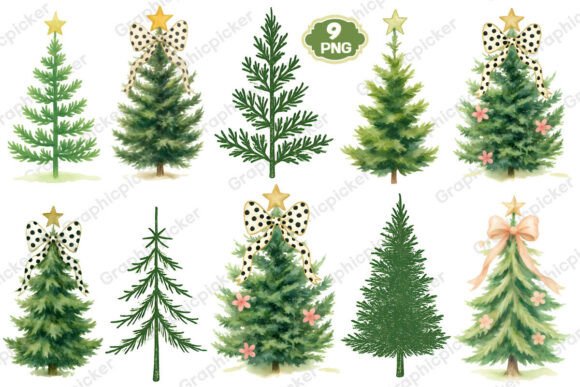 Christmas Tree Clipart, Spruce Clipart: A Seasonal Illustration Asset for Content Creators