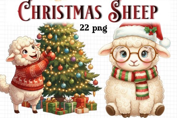 Cute Sheep Christmas Sublimation: A Festive Graphic Design Asset for Creative Projects