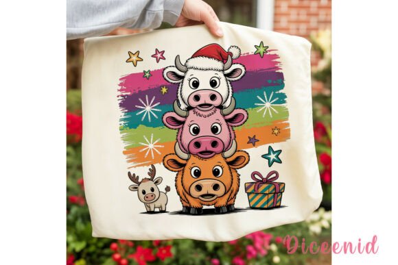 Cute Stacked Christmas Cows PNG Clipart Illustrations Review