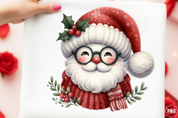 Faux Yarn Snowman Christmas Santa Png Illustrations