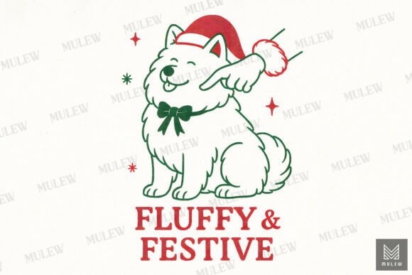 Funny Christmas Samoyed Dog Sublimation in Illustrations