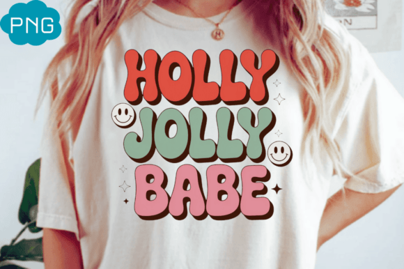 Holly Jolly Babe Illustrations: Festive Graphic Design for Commercial Use