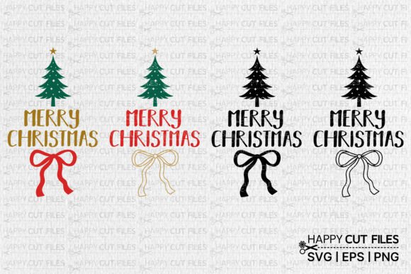 Merry Christmas Tree Bow Coquette Svg for Illustrations