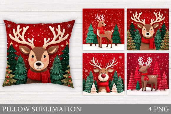 Reindeer Pillow Design. Christmas Pillow