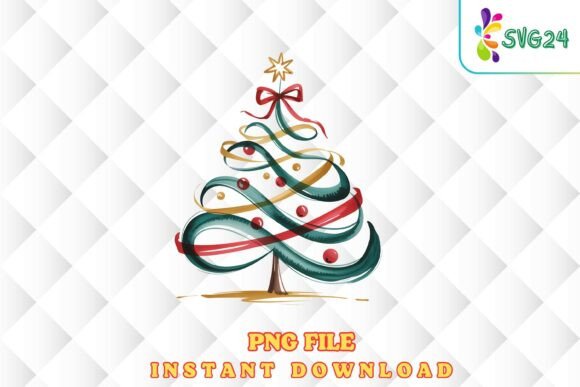 Ribbon Christmas Tree PNG: A Festive Graphic Design Asset for Handmade Creations