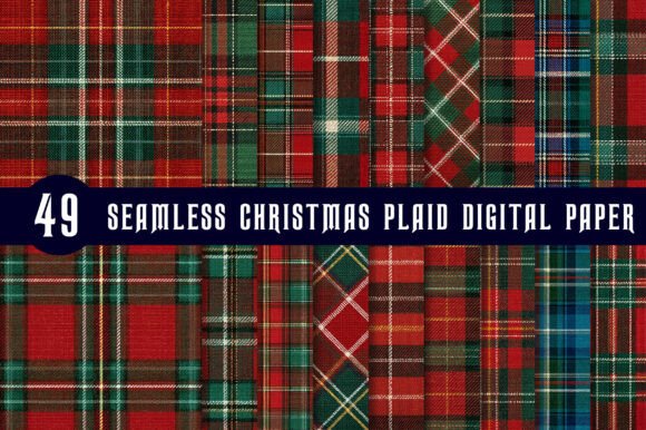 Seamless Christmas Plaid Digital Paper for Illustrations
