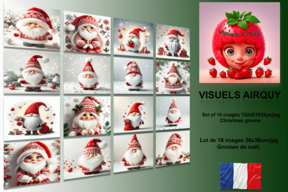 Set of 16 Christmas Gnome Illustrations for Festive Branding