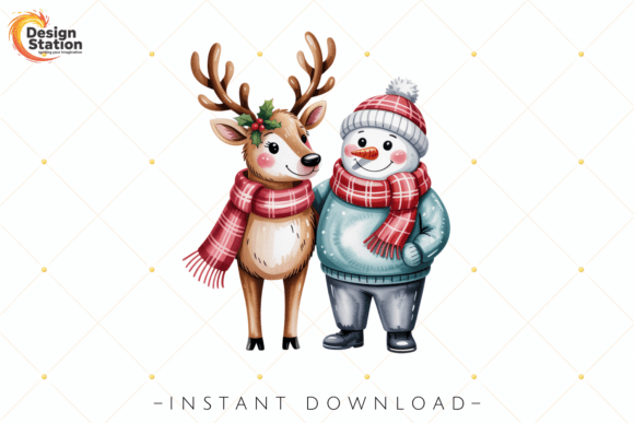 Snowman and Reindeer Christmas PNG: A Versatile Illustration for Seasonal Designs
