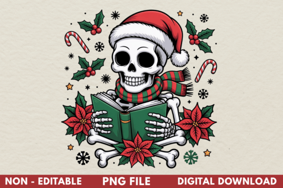 Vintage Christmas Skeleton Clipart PNG Review