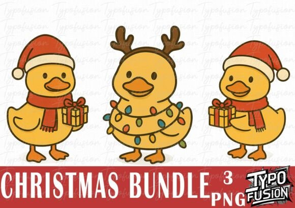 Watercolor Christmas Rubber Duck Clipart